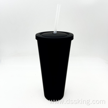 rubber feeling black plastic Double Wall tumbler for 22oz/24oz/650ml straw tumbler